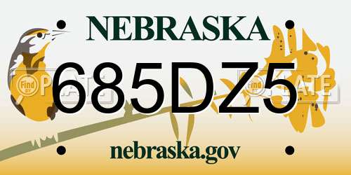685DZ5 Nebraska License Plate