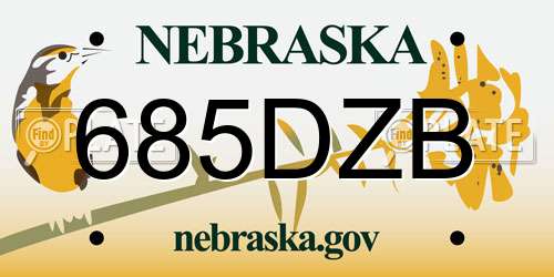 685DZB Nebraska License Plate