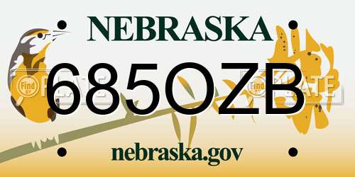 685OZB Nebraska License Plate