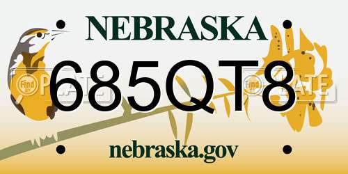 685QT8 Nebraska License Plate