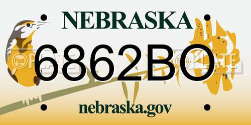6862BO Nebraska License Plate