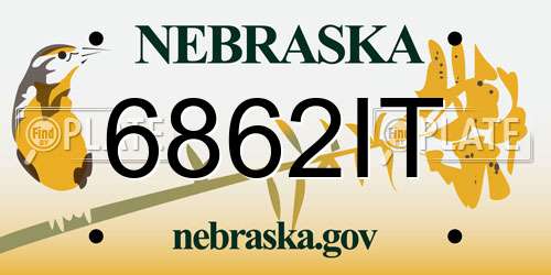6862IT Nebraska License Plate