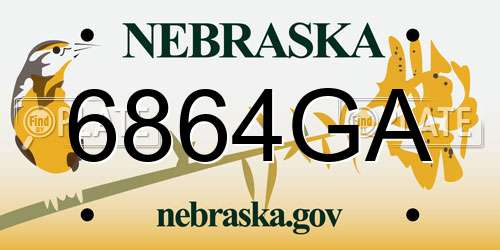 6864GA Nebraska License Plate