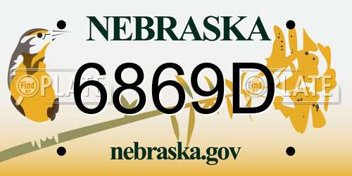 6869D Nebraska License Plate
