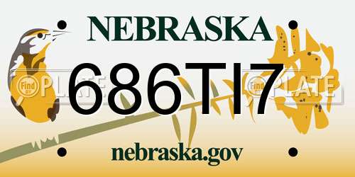 686TI7 Nebraska License Plate