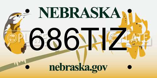 686TIZ Nebraska License Plate