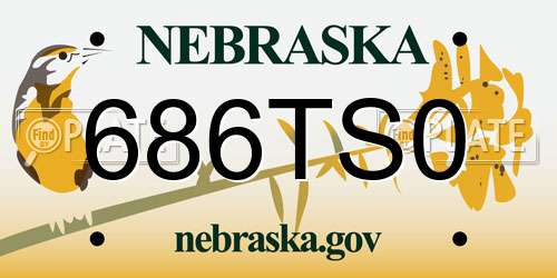 686TS0 Nebraska License Plate