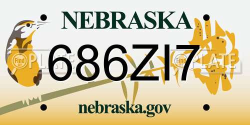 686ZI7 Nebraska License Plate