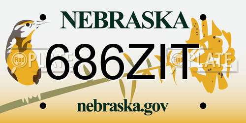 686ZIT Nebraska License Plate