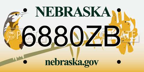 6880ZB Nebraska License Plate
