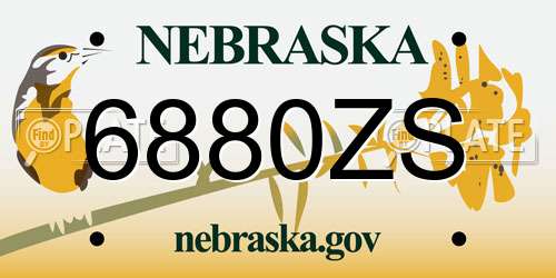 6880ZS Nebraska License Plate