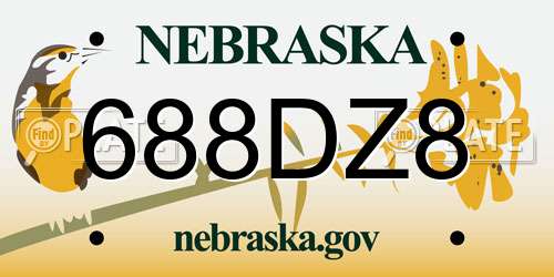 688DZ8 Nebraska License Plate