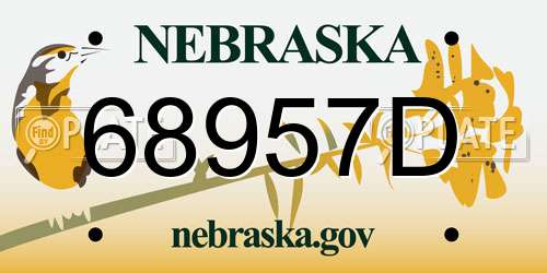 68957D Nebraska License Plate