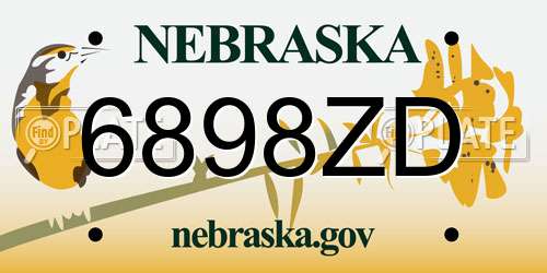 6898ZD Nebraska License Plate