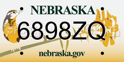 6898ZQ Nebraska License Plate