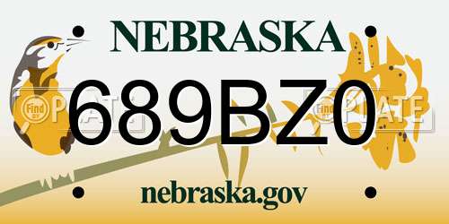 689BZ0 Nebraska License Plate