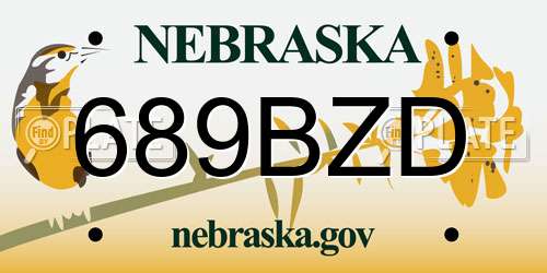 689BZD Nebraska License Plate