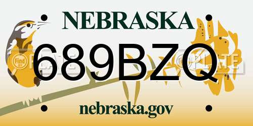 689BZQ Nebraska License Plate