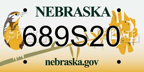 689S20 Nebraska License Plate