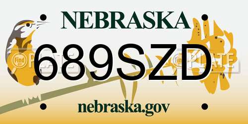 689SZD Nebraska License Plate