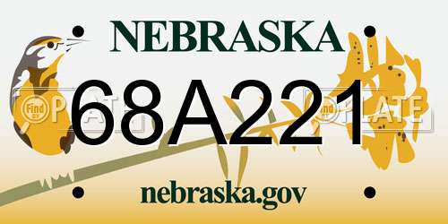 68A221 Nebraska License Plate