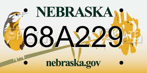 68A229 Nebraska License Plate