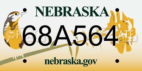 68A564 Nebraska License Plate