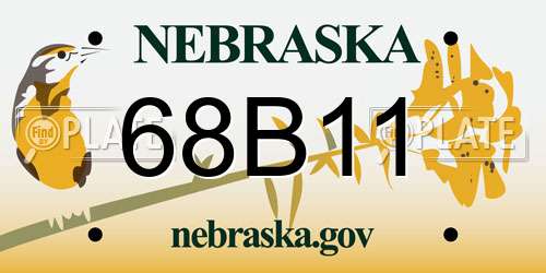 68B11 Nebraska License Plate