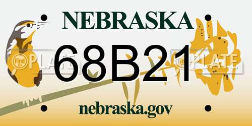 68B21 Nebraska License Plate