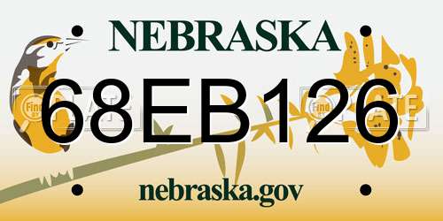 68EB126 Nebraska License Plate
