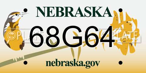 68G64 Nebraska License Plate