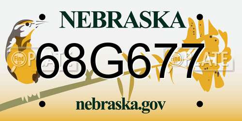 68G677 Nebraska License Plate