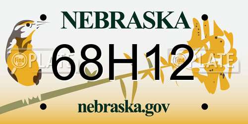 68H12 Nebraska License Plate