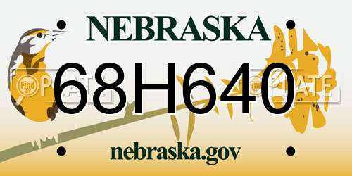 68H640 Nebraska License Plate