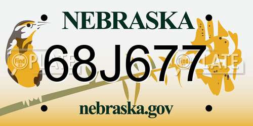 68J677 Nebraska License Plate