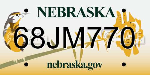 68JM770 Nebraska License Plate