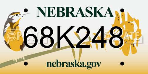 68K248 Nebraska License Plate