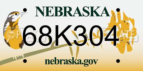68K304 Nebraska License Plate