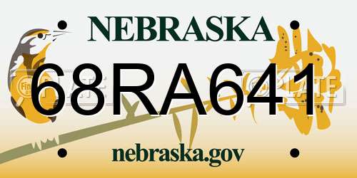 68RA641 Nebraska License Plate