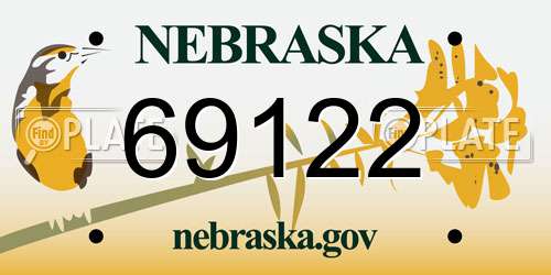 69122 Nebraska License Plate