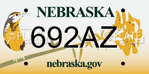 692AZ Nebraska License Plate