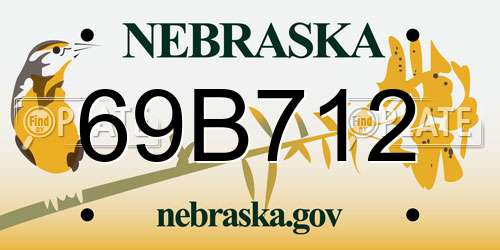 69B712 Nebraska License Plate
