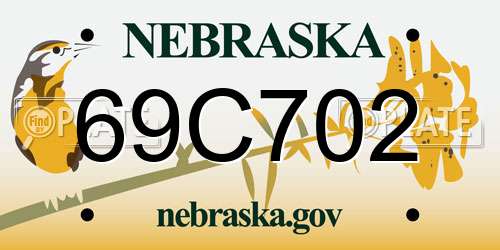 69C702 Nebraska License Plate