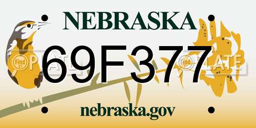 69F377 Nebraska License Plate