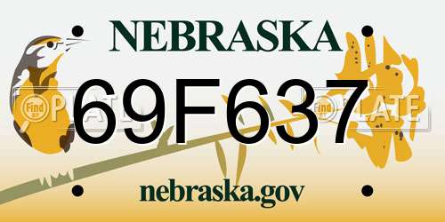 69F637 Nebraska License Plate