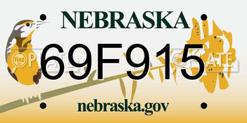 69F915 Nebraska License Plate