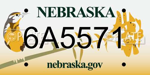 6A5571 Nebraska License Plate