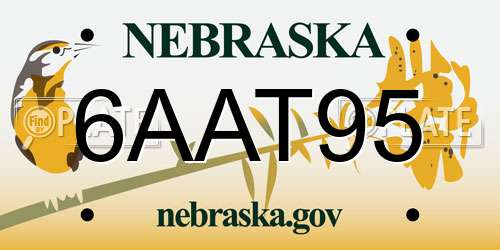 6AAT95 Nebraska License Plate
