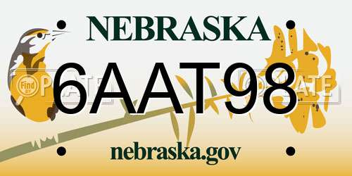 6AAT98 Nebraska License Plate