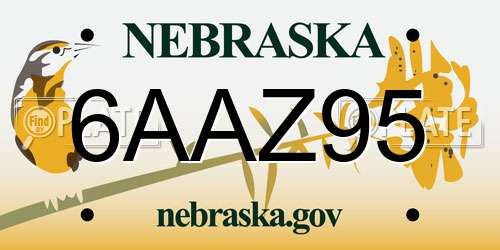 6AAZ95 Nebraska License Plate